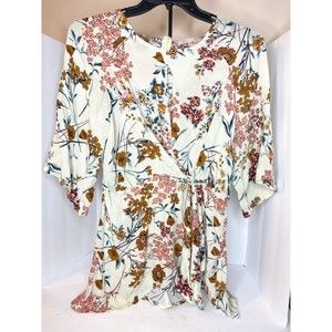 Willow & Root , Blouse, woman, sz. small, Ivory, Rust, Pink